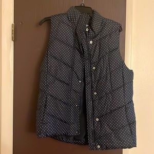 Gap vest, navy blue with white polka dots, medium, zipper and snaps, pockets